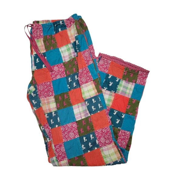 Disney Parks Patchwork Pants Mickey Quilt Womens Medium Drawstring Vacation sz M - Picture 9 of 10